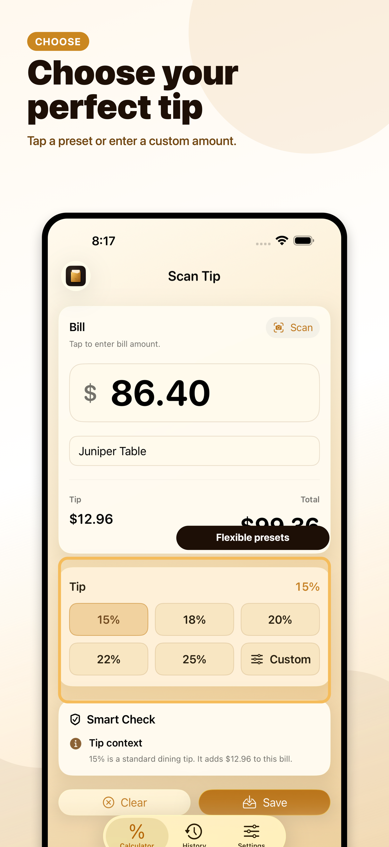 Flexible tip preset preview